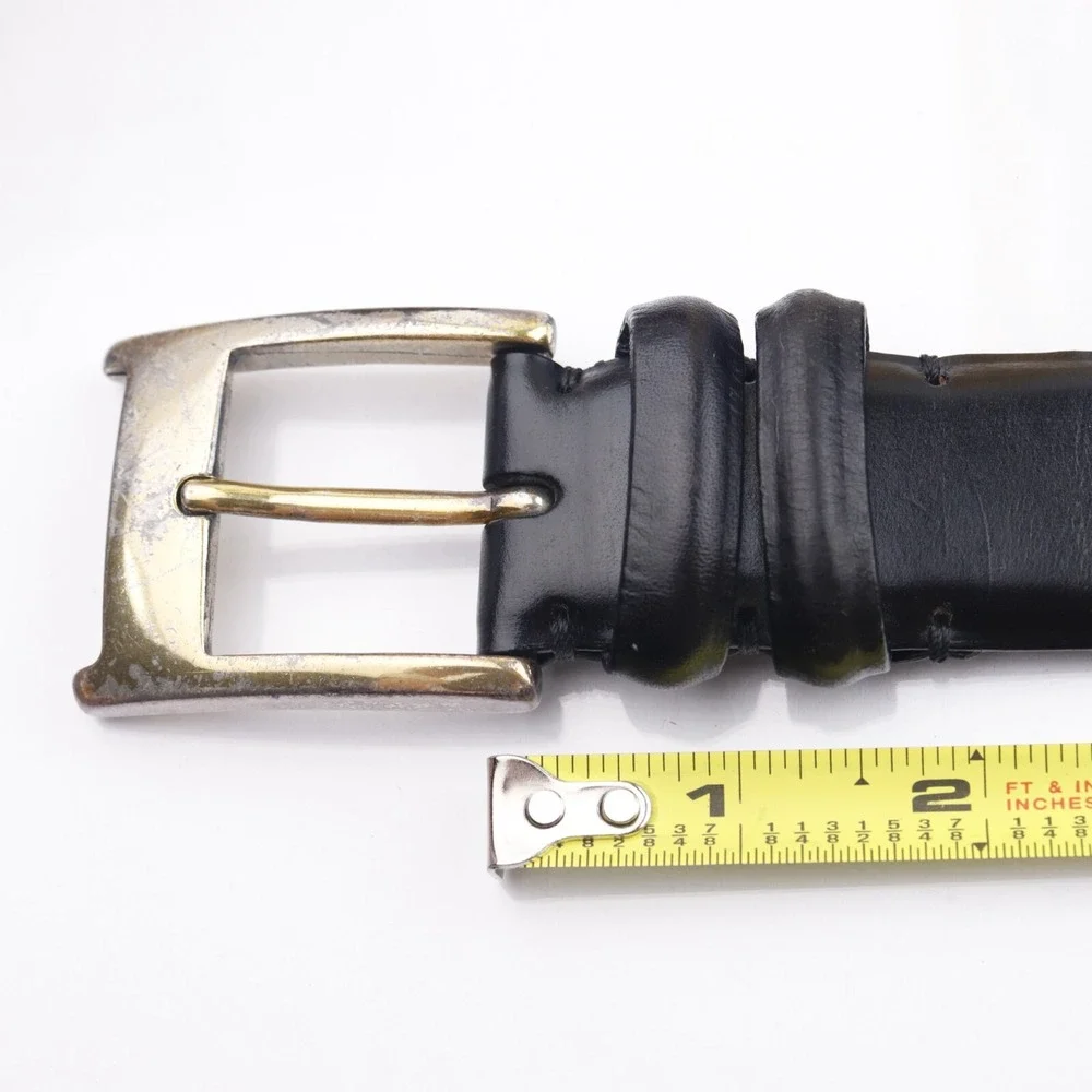 Bill Lavin Mens Belt Size 36 Black Brown Braided Woven Brass Buckle Dress